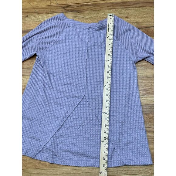 Anthropologie Maeve Pearson Women's M Purple Shirt Waffle Knit Thermal Oversized - Picture 8 of 8
